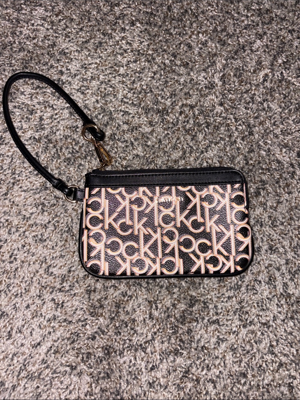 Calvin Klein Black & Pink Logo Wristlet